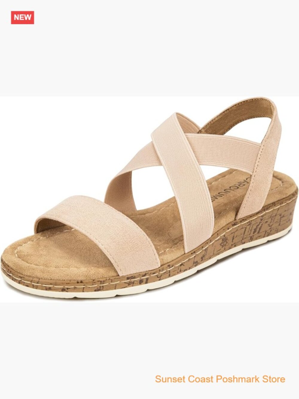 Crisscross Slingback Suede Sandals Memory Foam Cushioned Wedge Slip On
